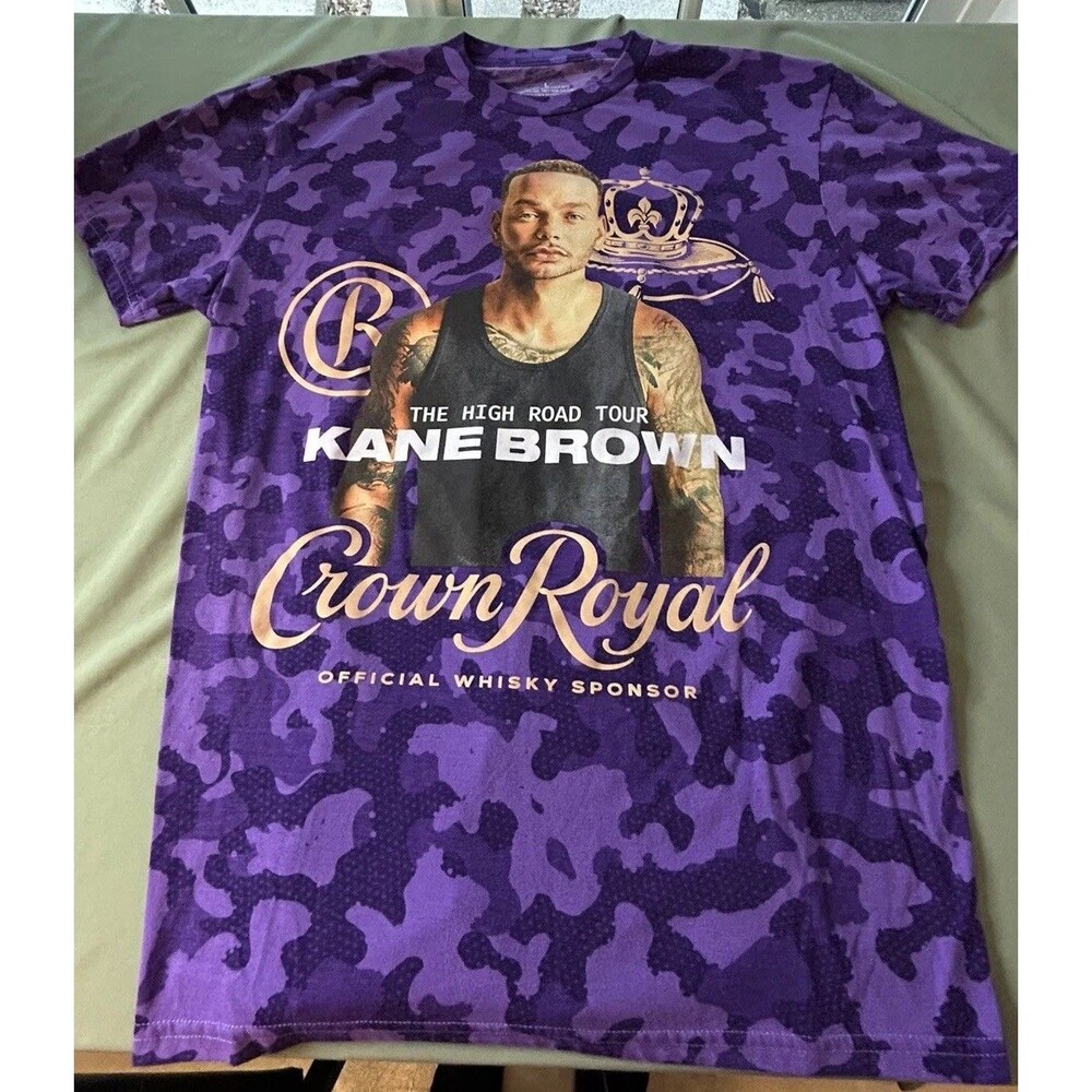 Kane Brown Crown Royal High Road Tour Tee Mens L Purple Camo Concert Tee Country